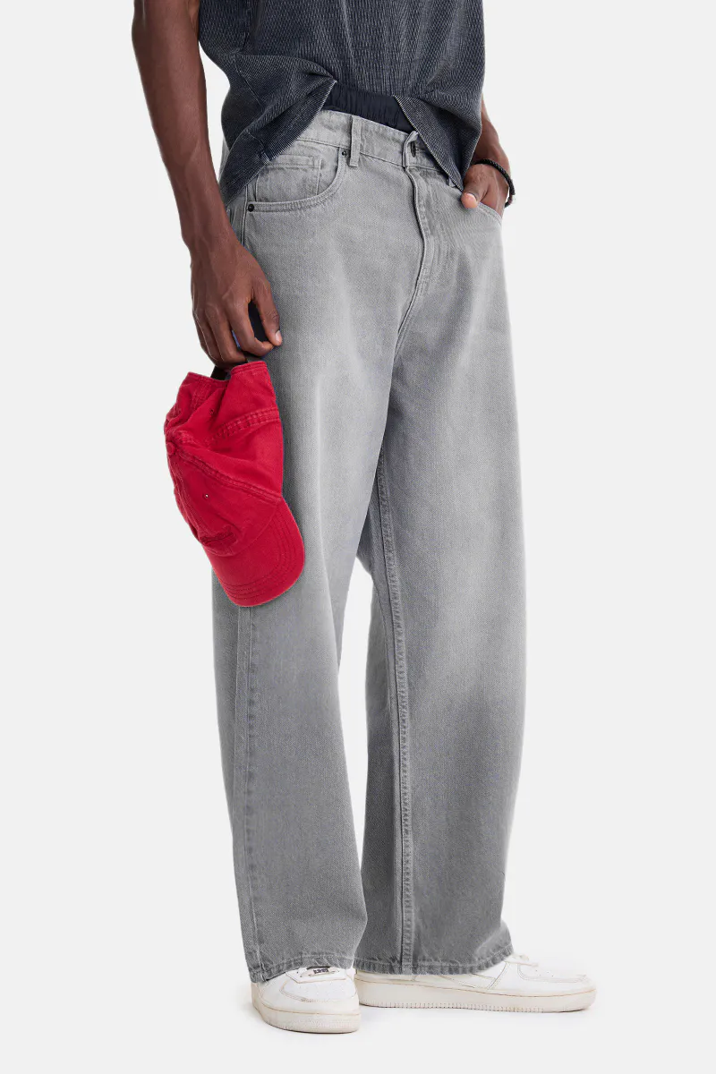 Grey Washed Relaxed Fit Jeans