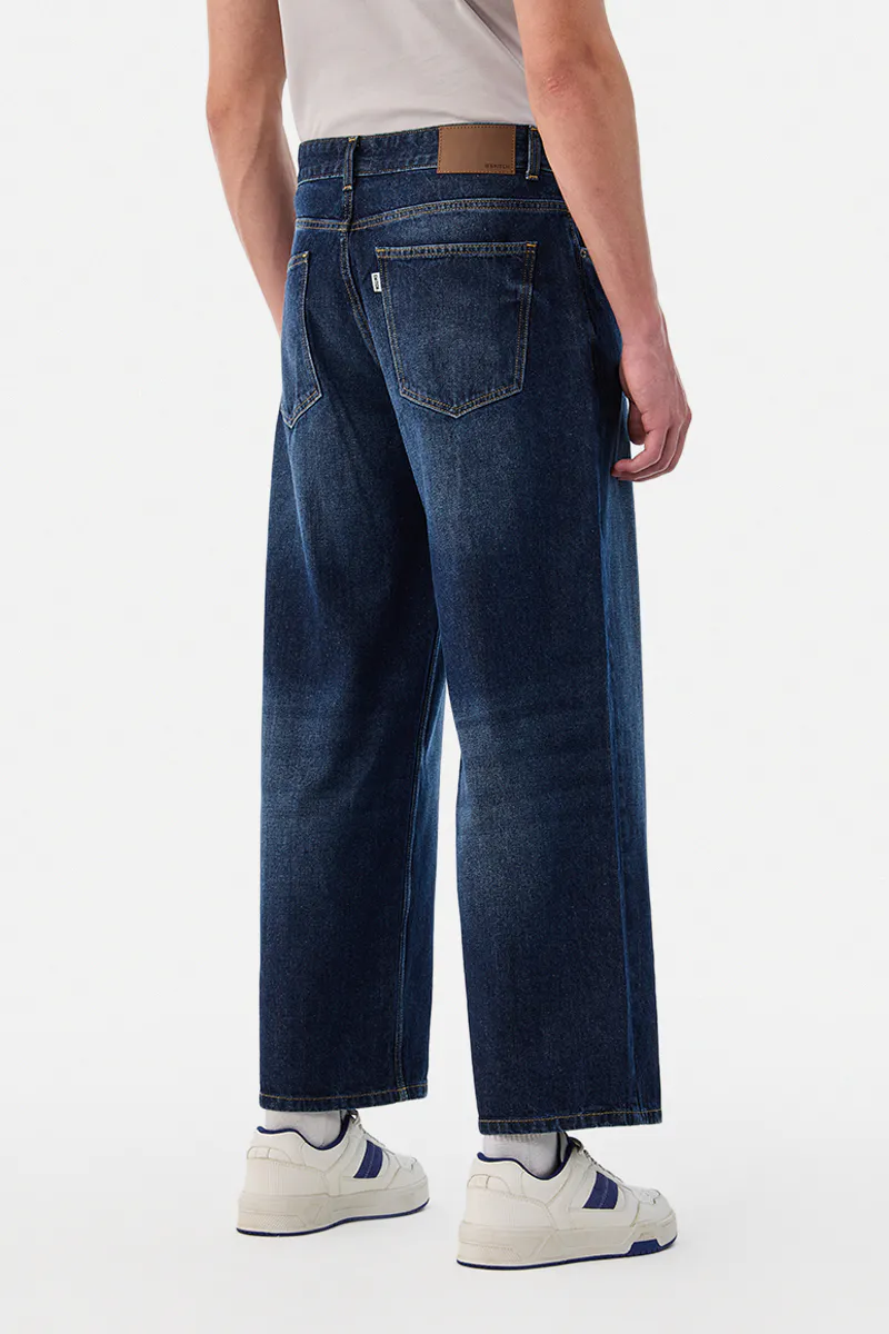 Dark Blue Washed Relaxed Fit Jeans - view 3
