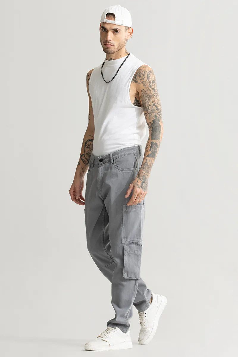 Grey Cargo Denim Jeans - view 2