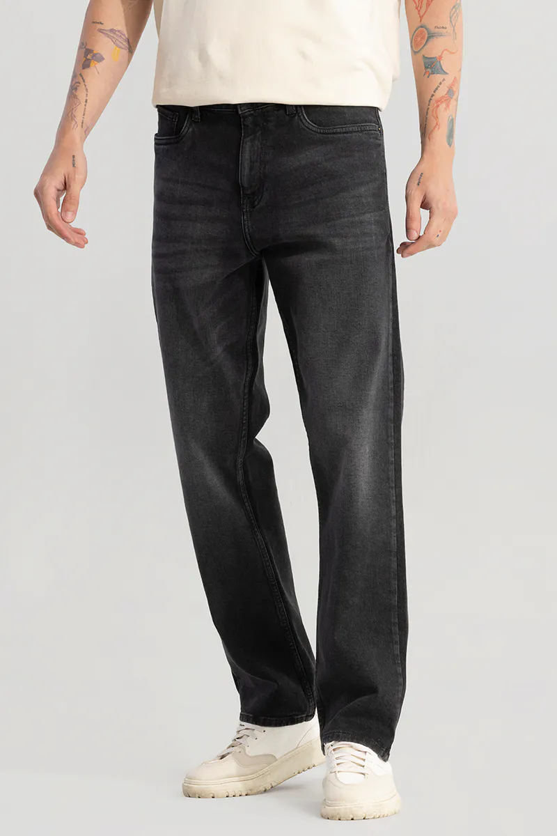Washed Grey Straight Fit Jeans - view 2