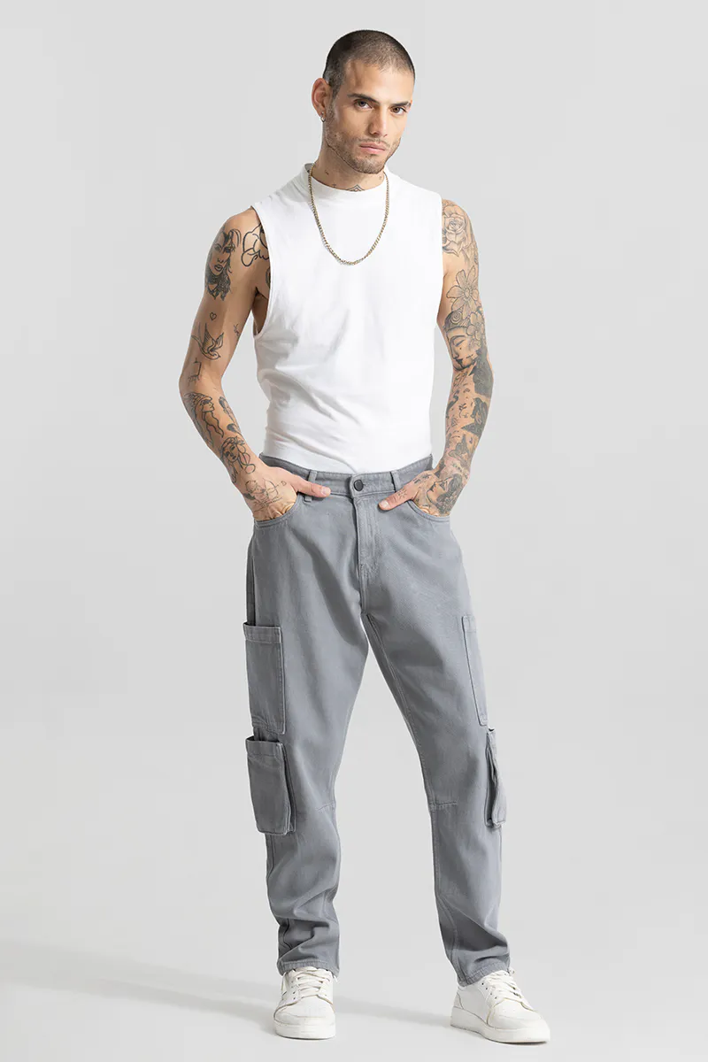 Grey Cargo Denim Jeans - view 3