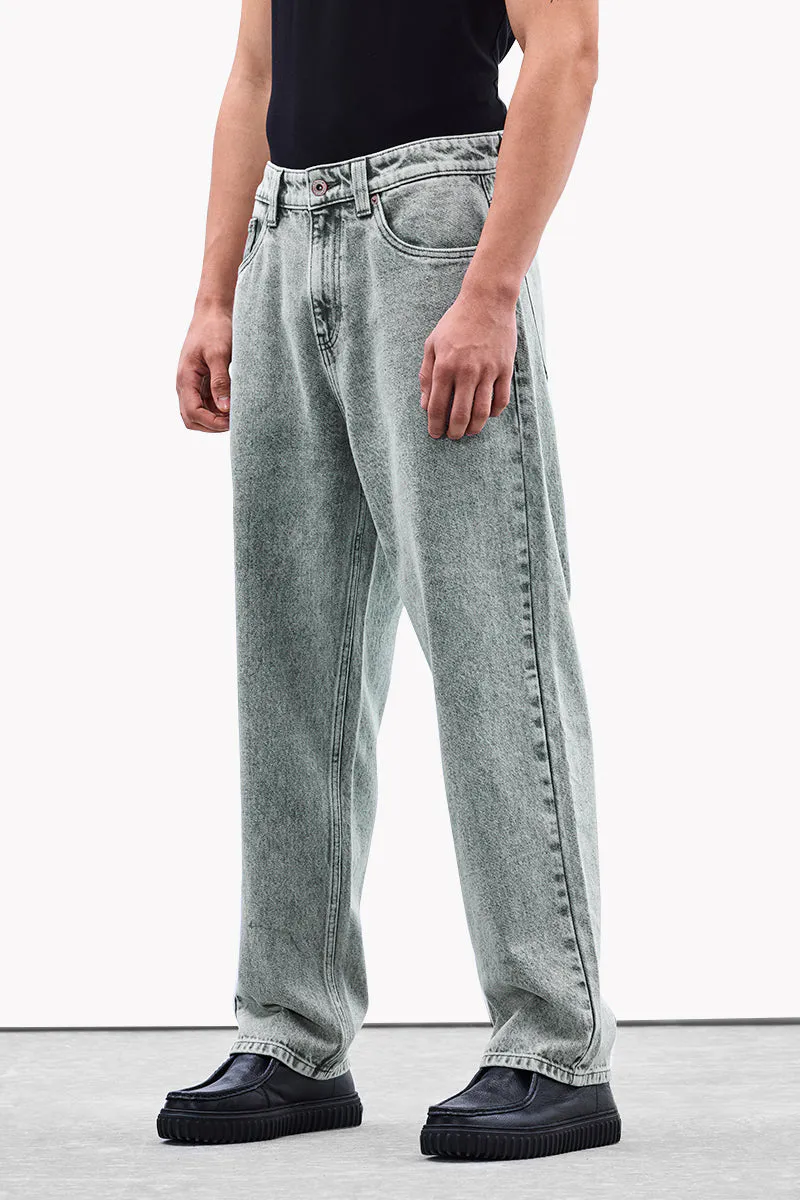 Washed Olive Grey Relaxed Fit Jeans - view 2