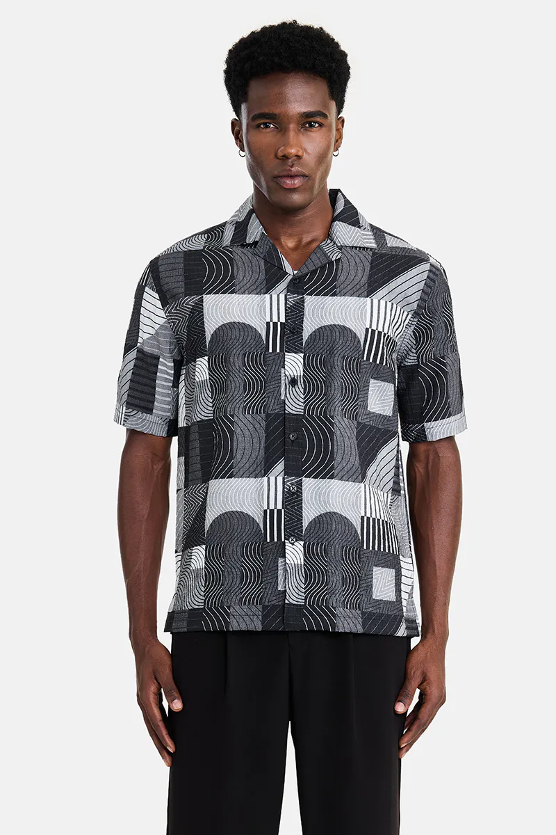 Relaxed Fit Shirt - Monochrome Abstract - view 3