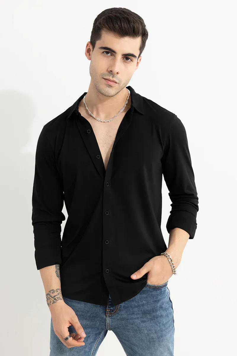 Slim Fit Casual Shirt – Classic Black