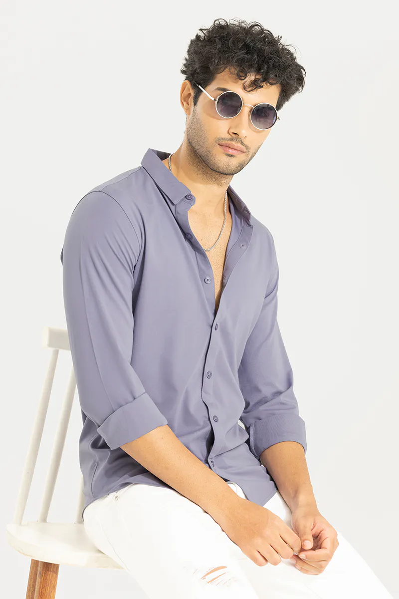 Slim Fit Casual Shirt – Dusty Lavender - view 3