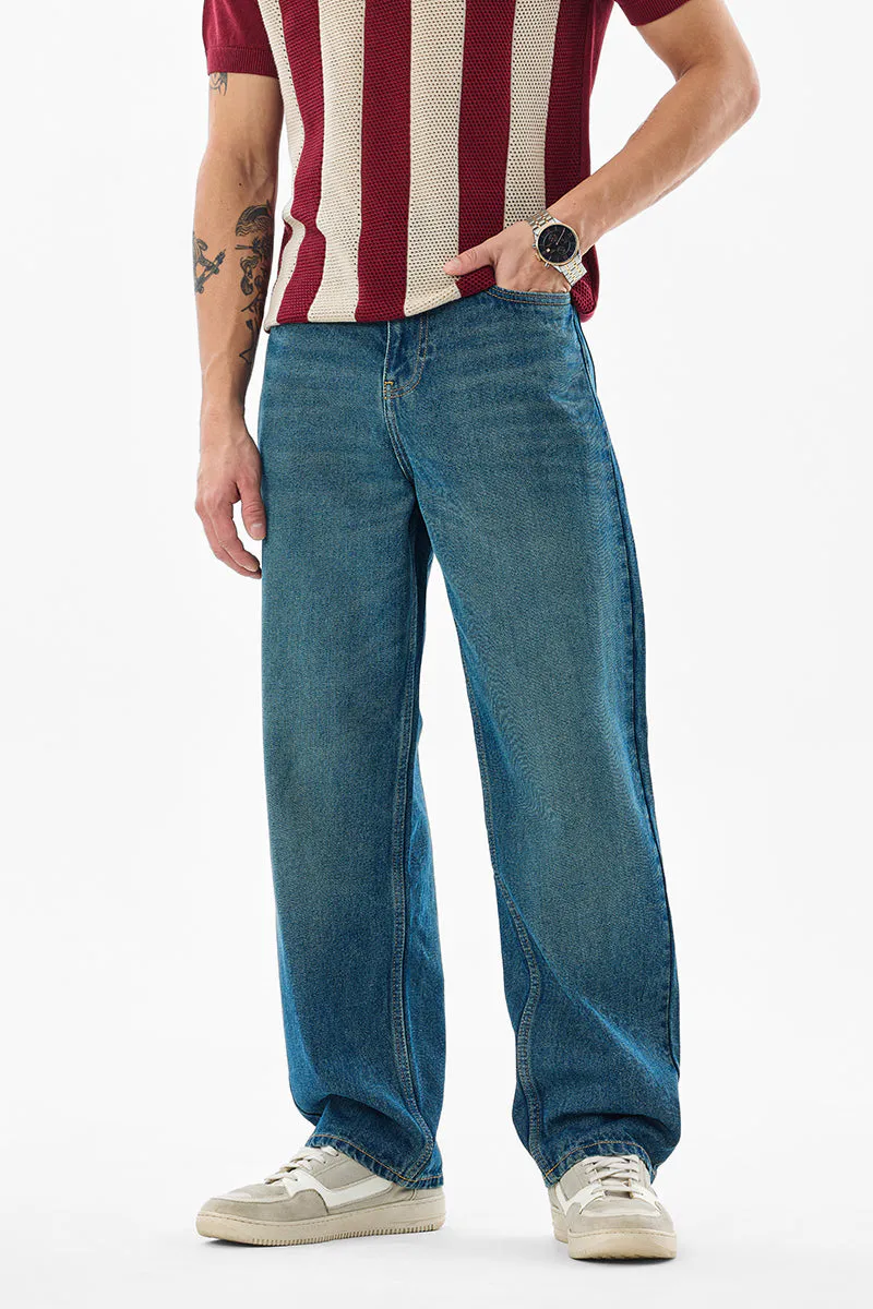 Mid-Wash Relaxed Fit Denim Jeans