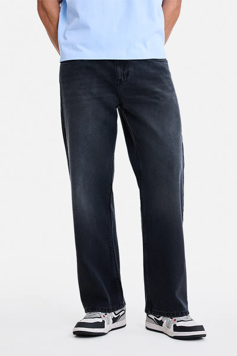 Washed Black Straight Fit Jeans