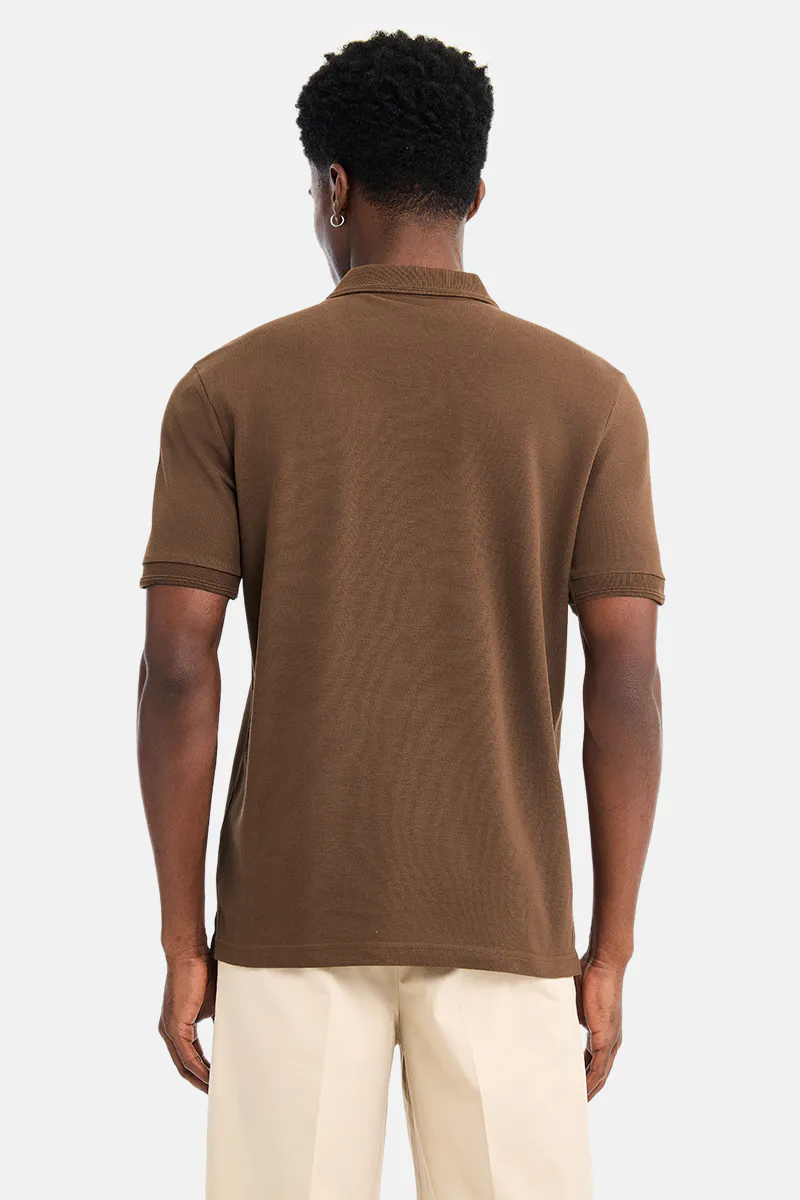 Slim Fit Polo T-Shirt – Coffee Brown - view 4