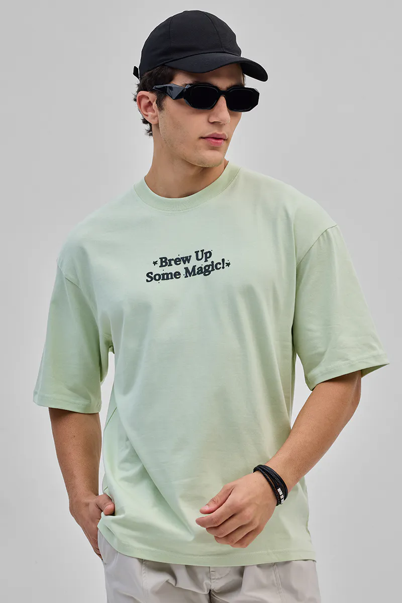 Oversized T-Shirt – Light Green Graphic - view 2
