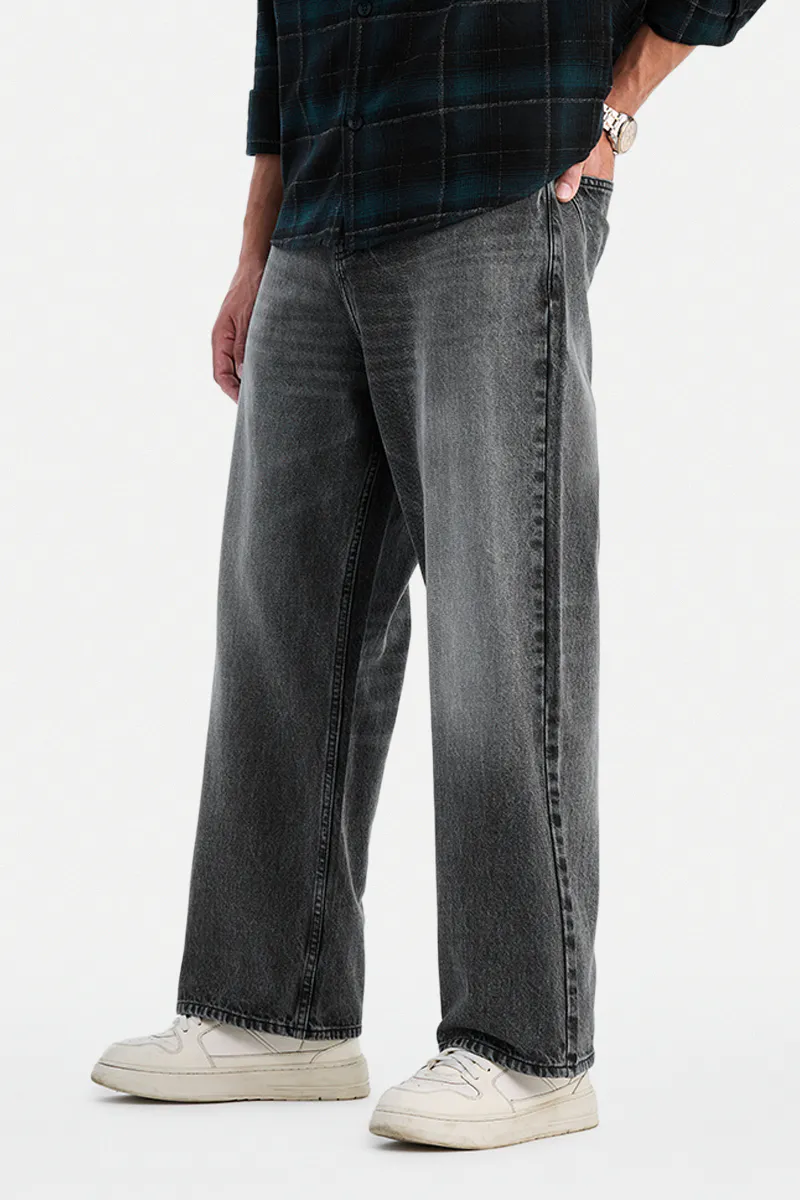 Washed Black Wide-Leg Jeans