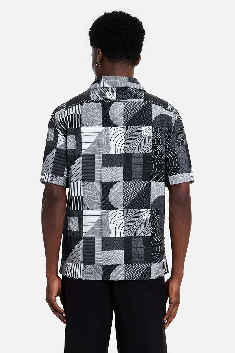Relaxed Fit Shirt - Monochrome Abstract - view 4