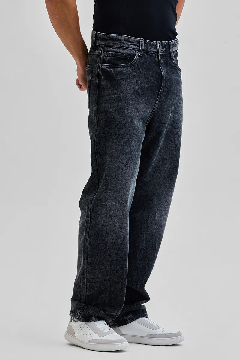 Washed Black Relaxed Fit Denim Jeans - view 3
