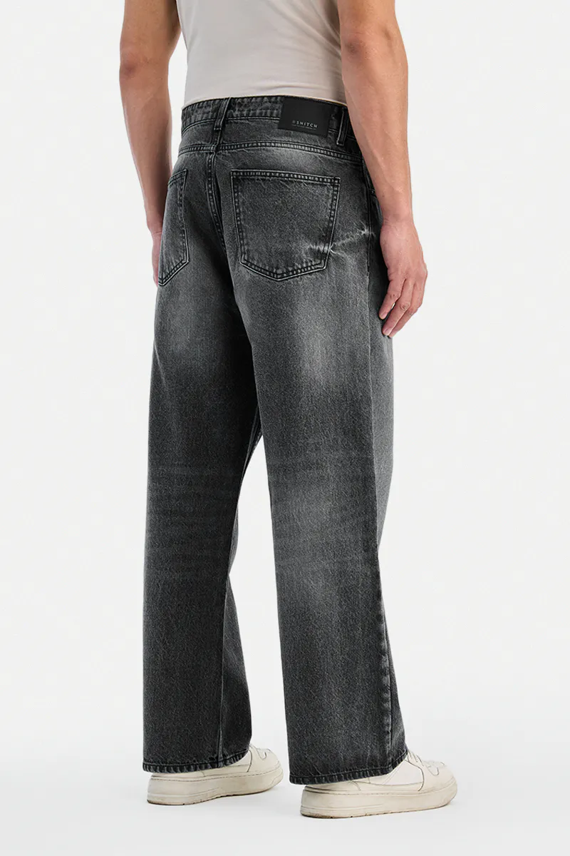 Washed Black Wide-Leg Jeans - view 3