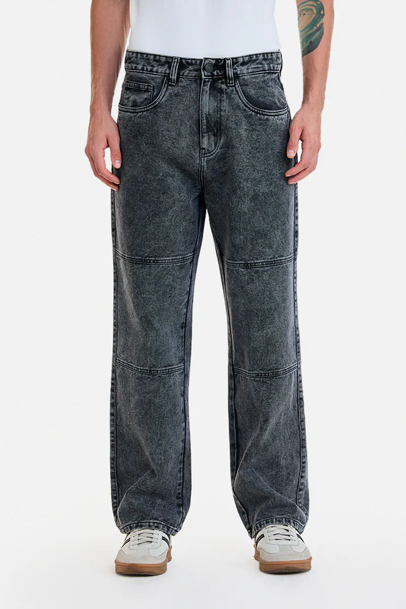 Washed Grey Panel Jeans - view 2