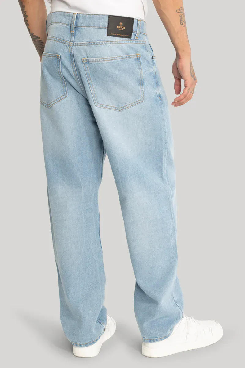 Light Wash Relaxed Fit Denim Jeans - view 4