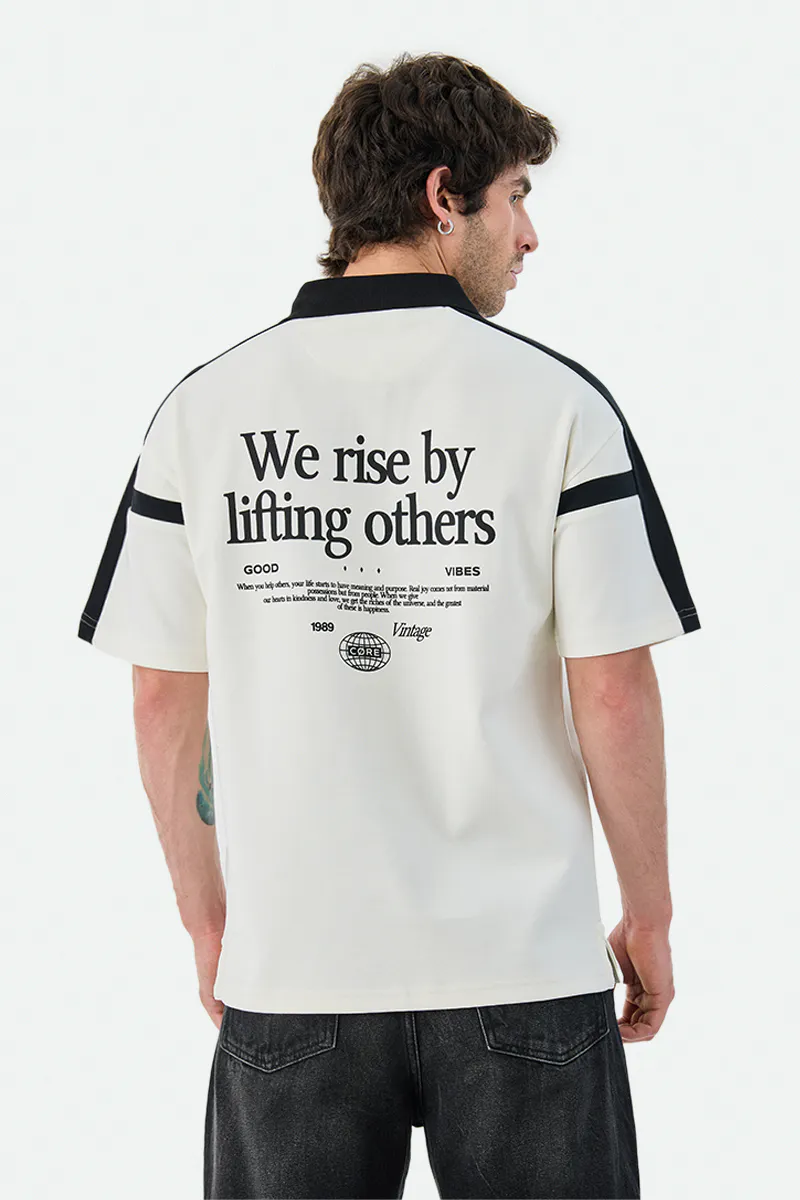 Oversized Printed Zipper Polo T-Shirt - view 4