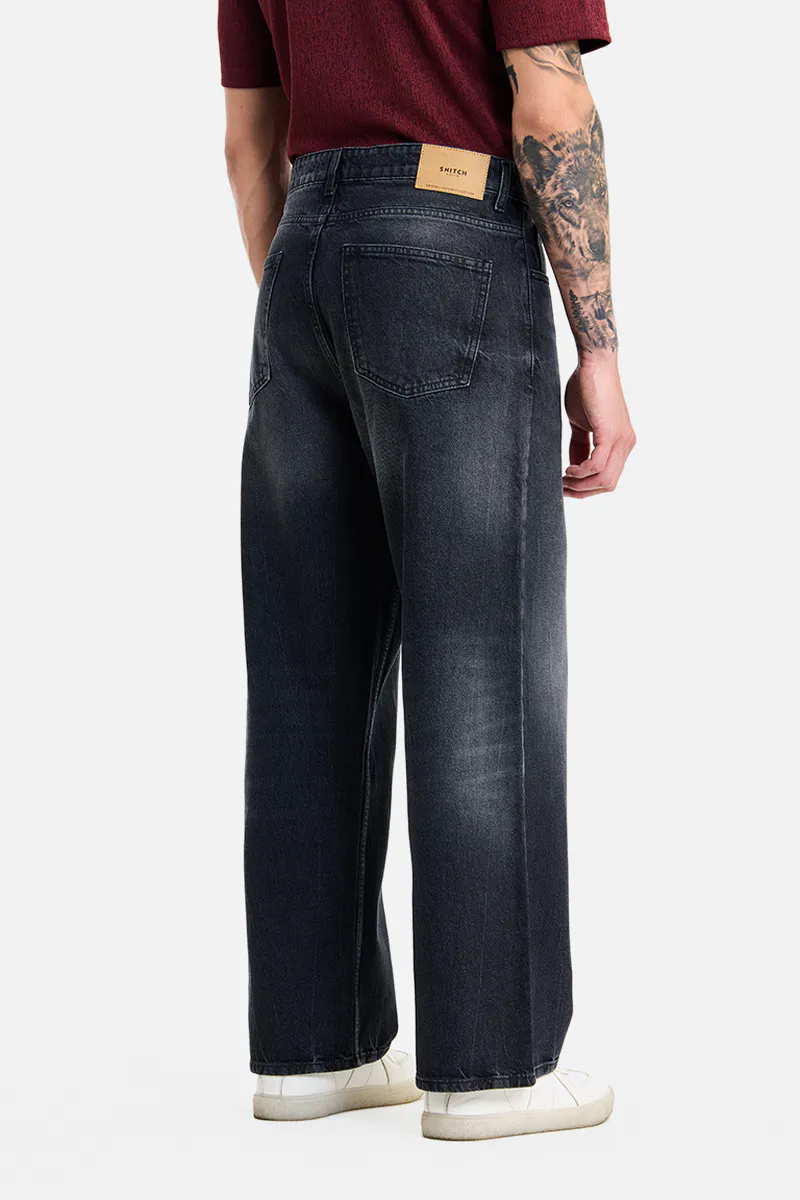 Washed Black Straight Fit Jeans - view 3