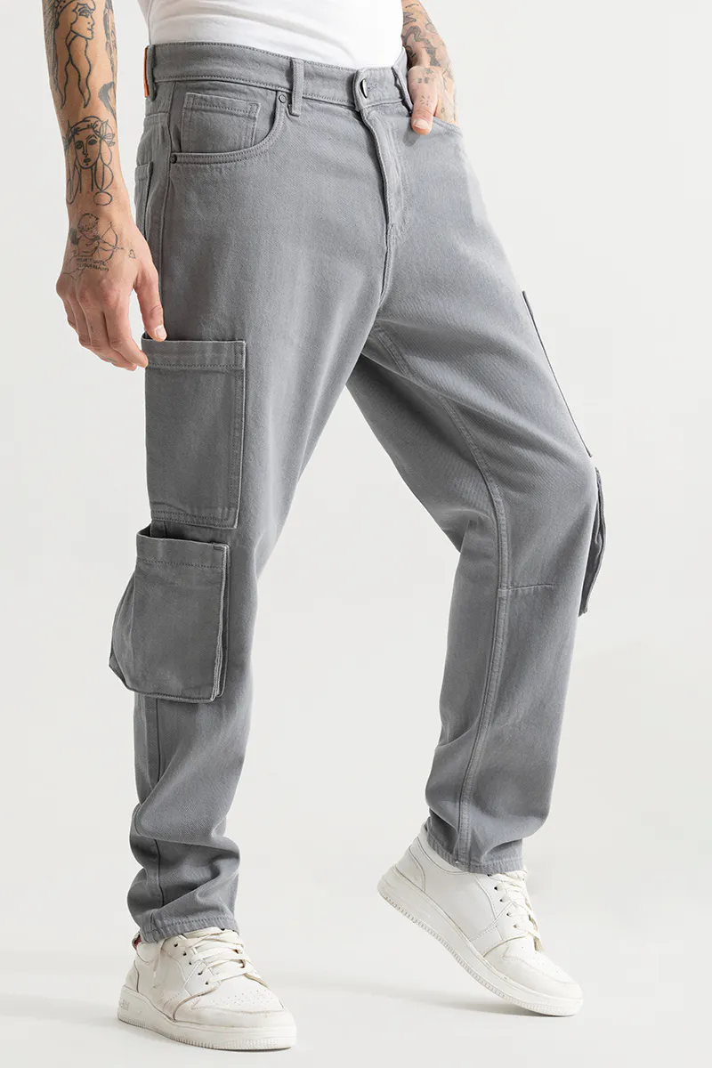 Grey Cargo Denim Jeans
