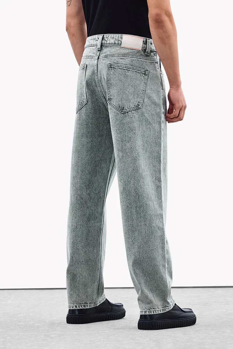 Washed Olive Grey Relaxed Fit Jeans - view 3