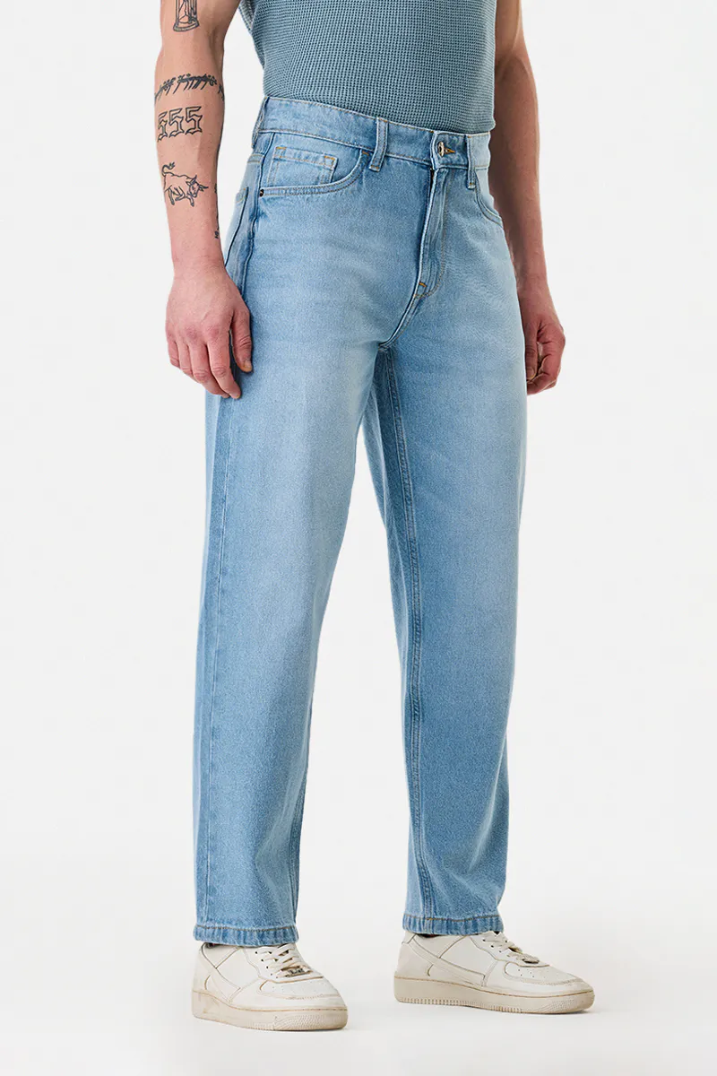 Light Wash Straight Fit Denim Jeans - view 3
