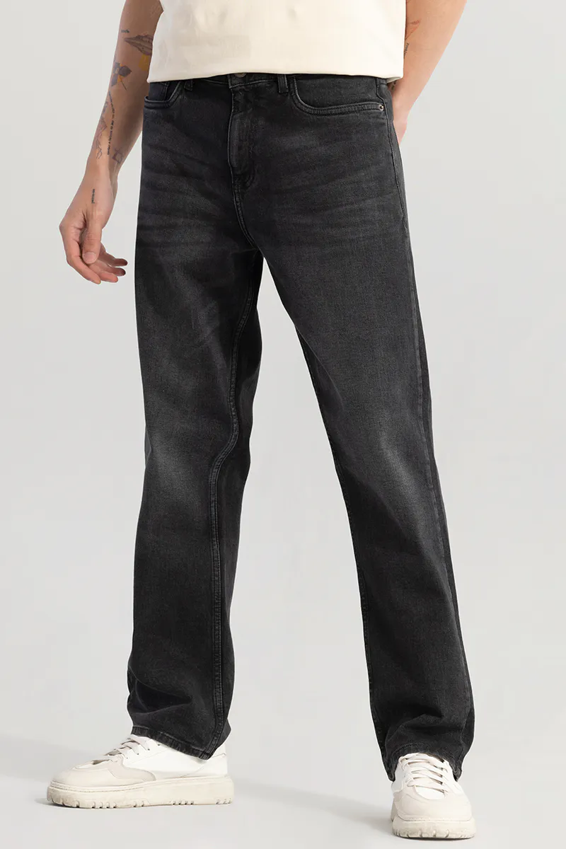 Washed Grey Straight Fit Jeans