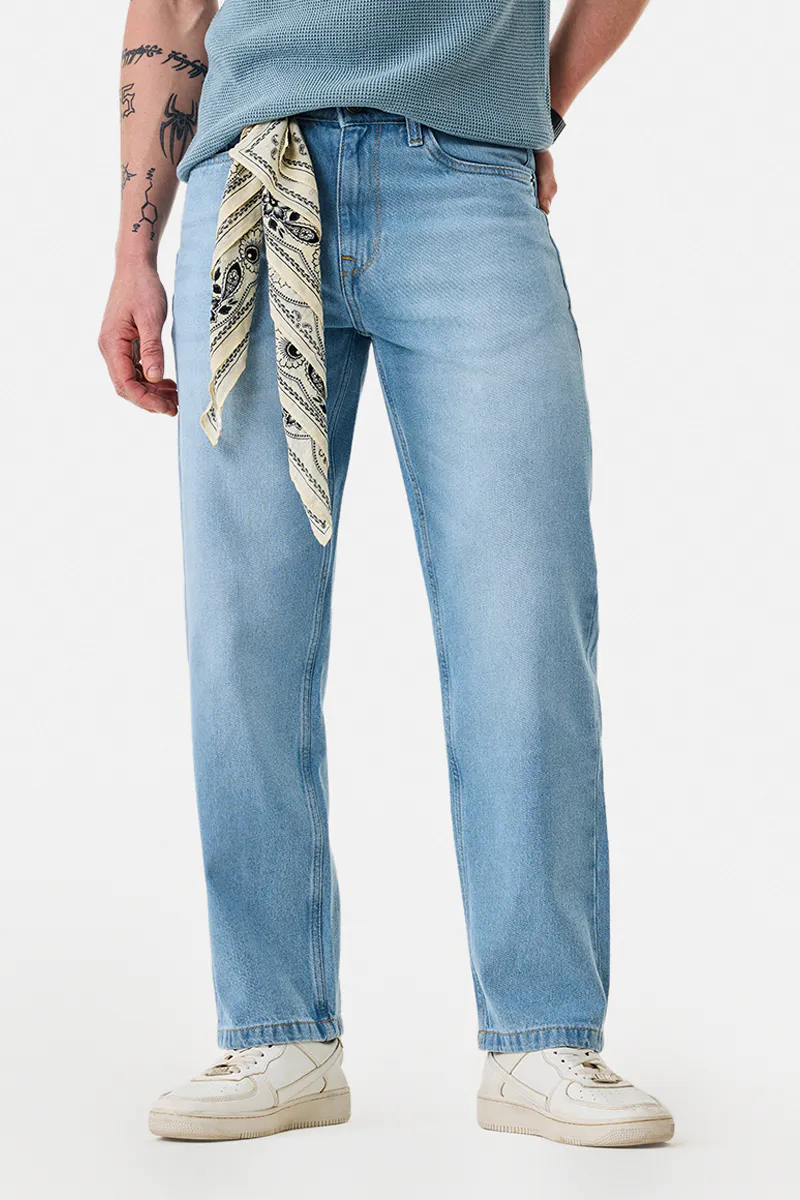 Light Wash Straight Fit Denim Jeans