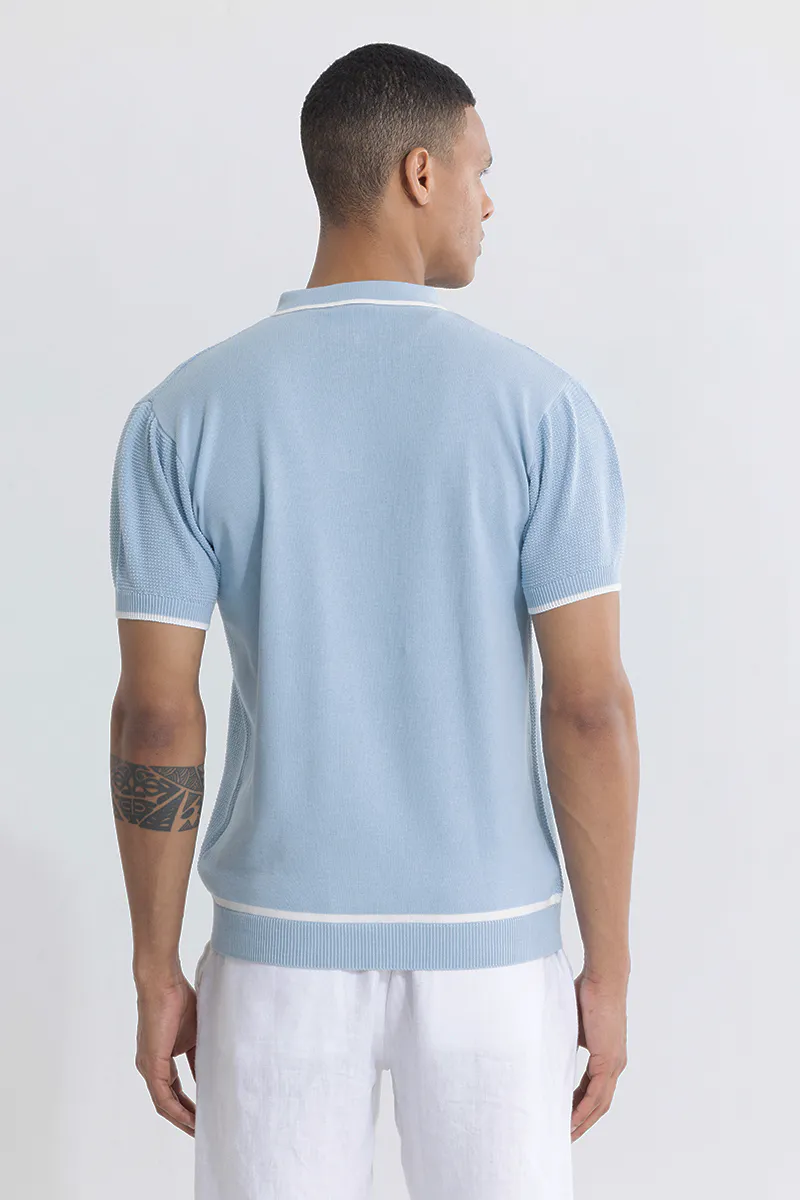 Slim Fit Polo T-Shirt – Textured Sky Blue - view 4