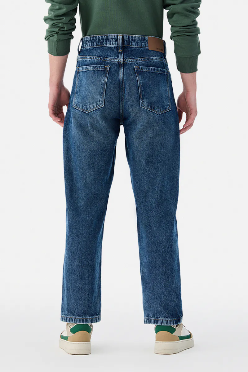 Mid Blue Washed Straight Fit Jeans - view 3