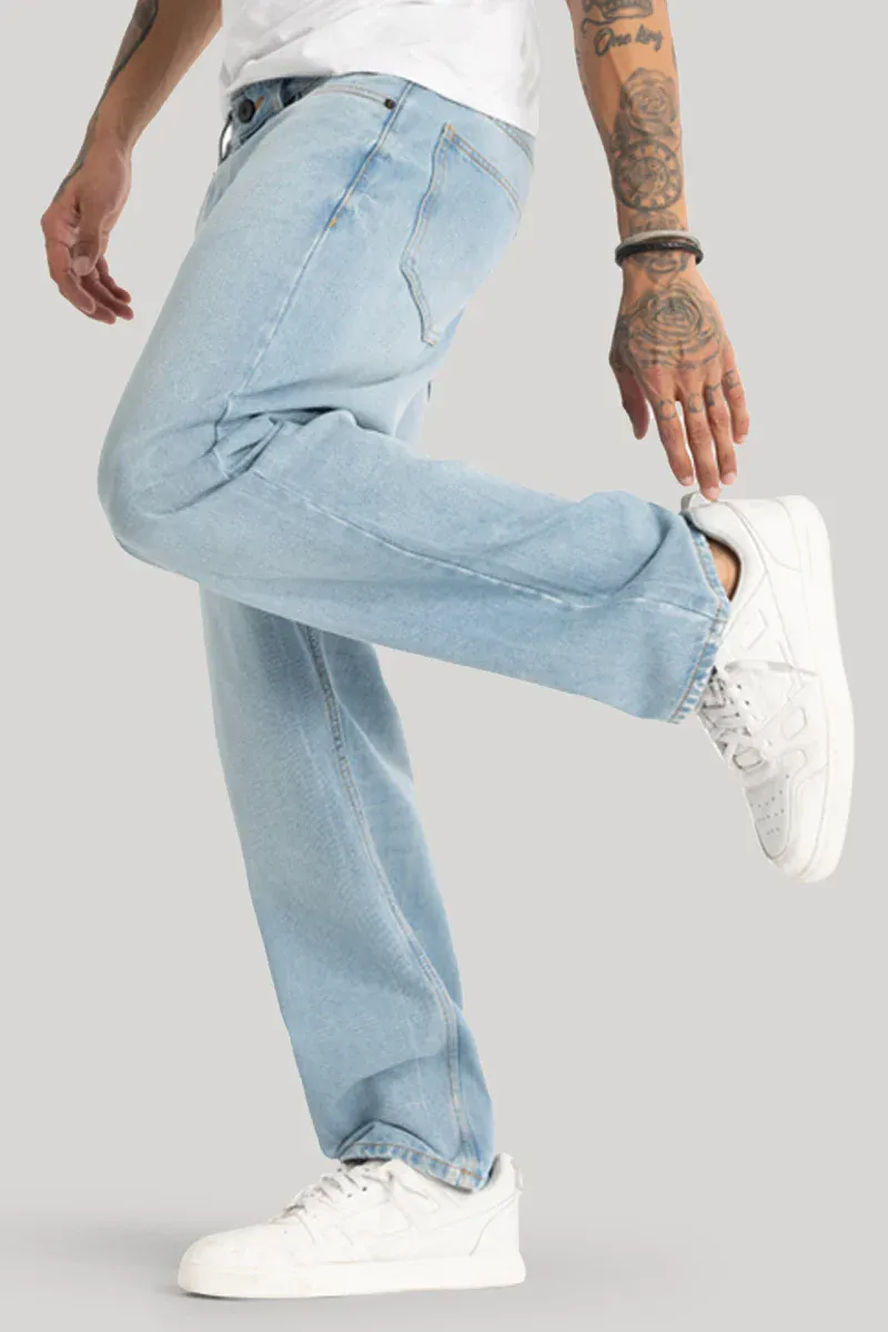 Light Wash Relaxed Fit Denim Jeans - view 2