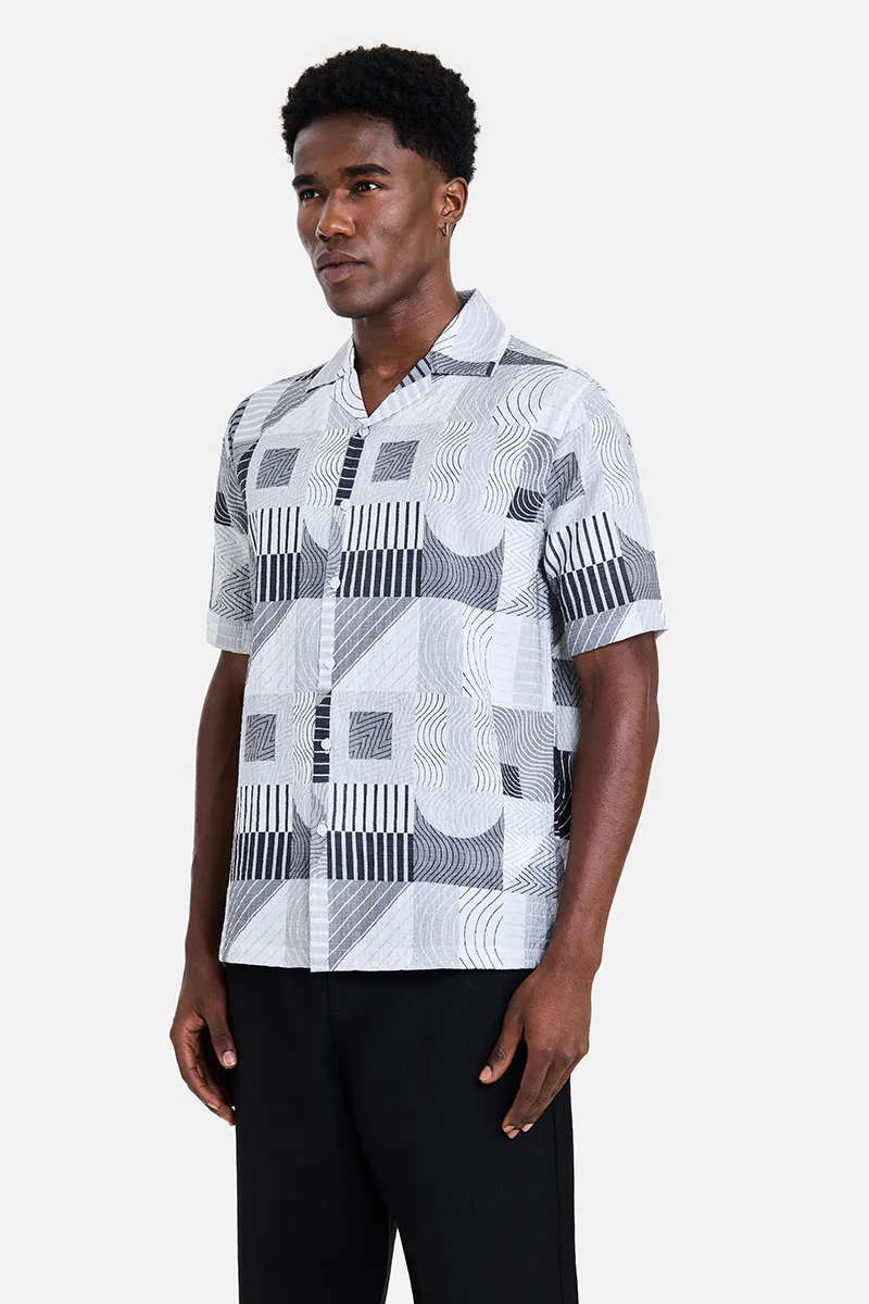 Relaxed Fit Shirt – Grey Abstract - view 3