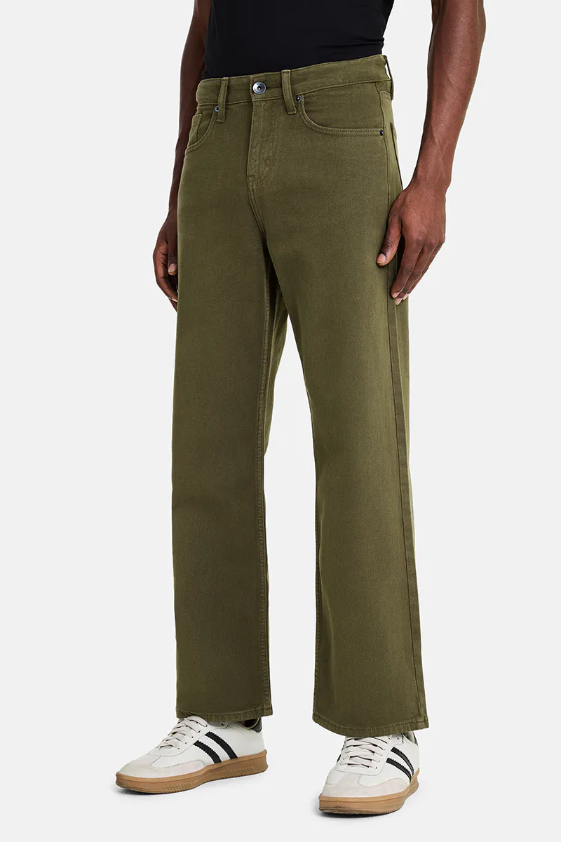 Olive Green Wide-Leg Jeans - view 2