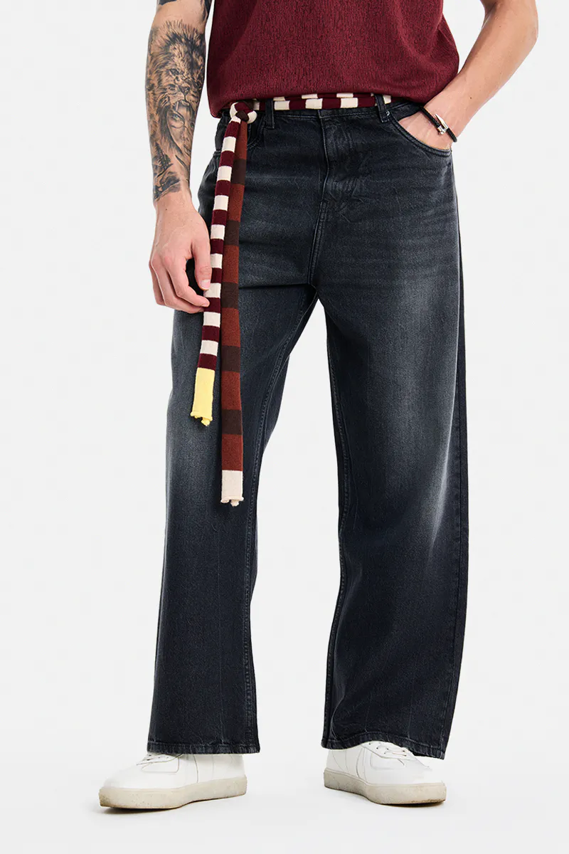 Washed Black Straight Fit Jeans