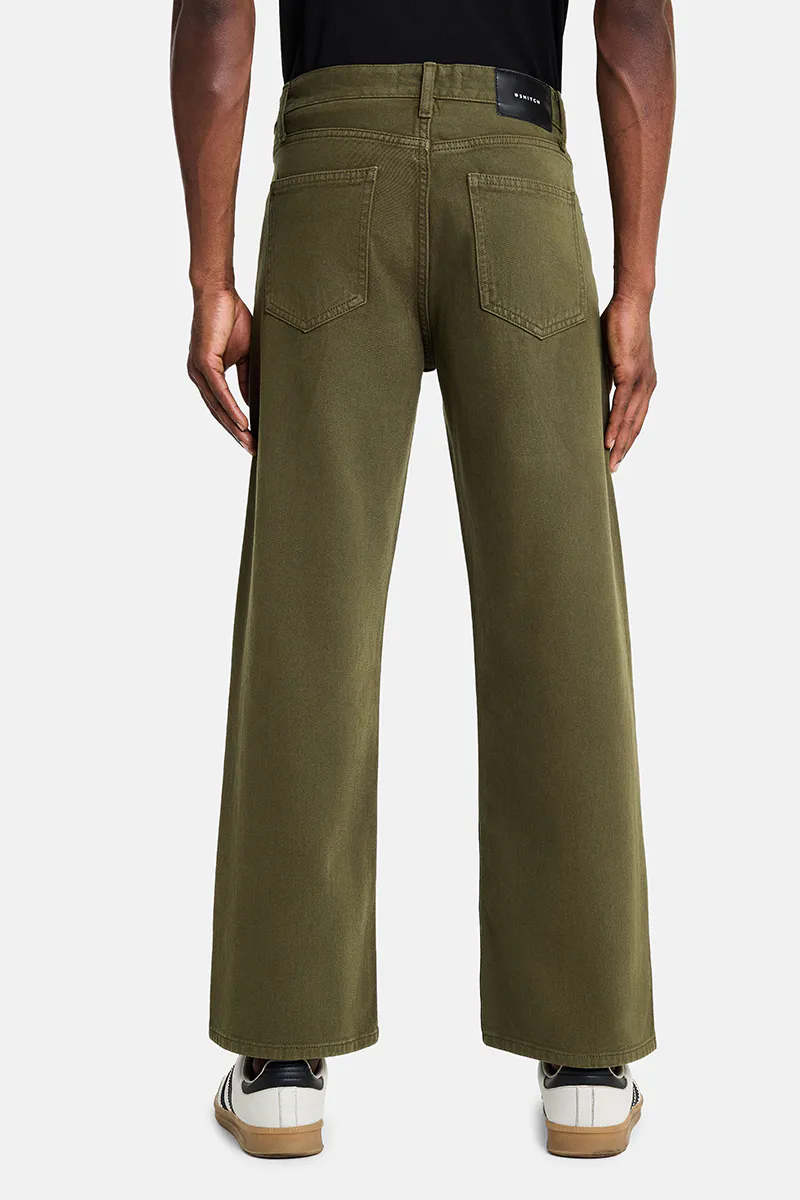 Olive Green Wide-Leg Jeans - view 3