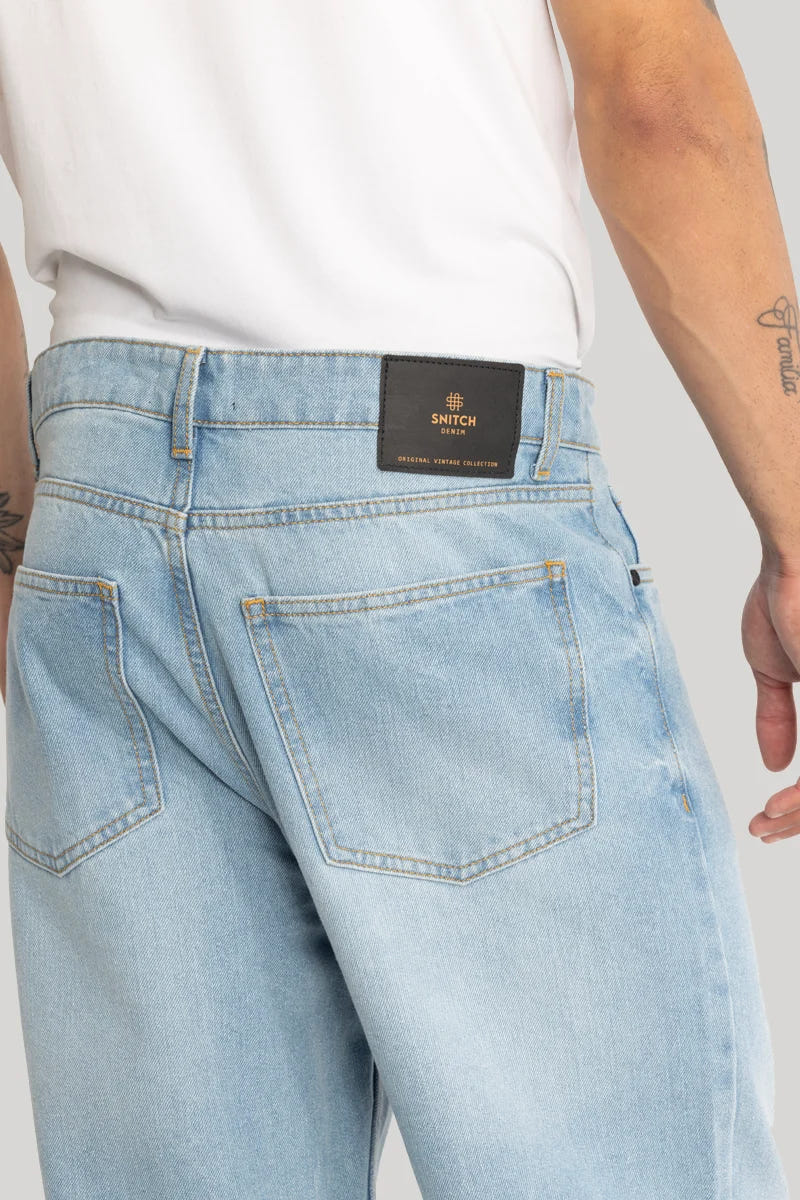 Light Wash Relaxed Fit Denim Jeans - view 3
