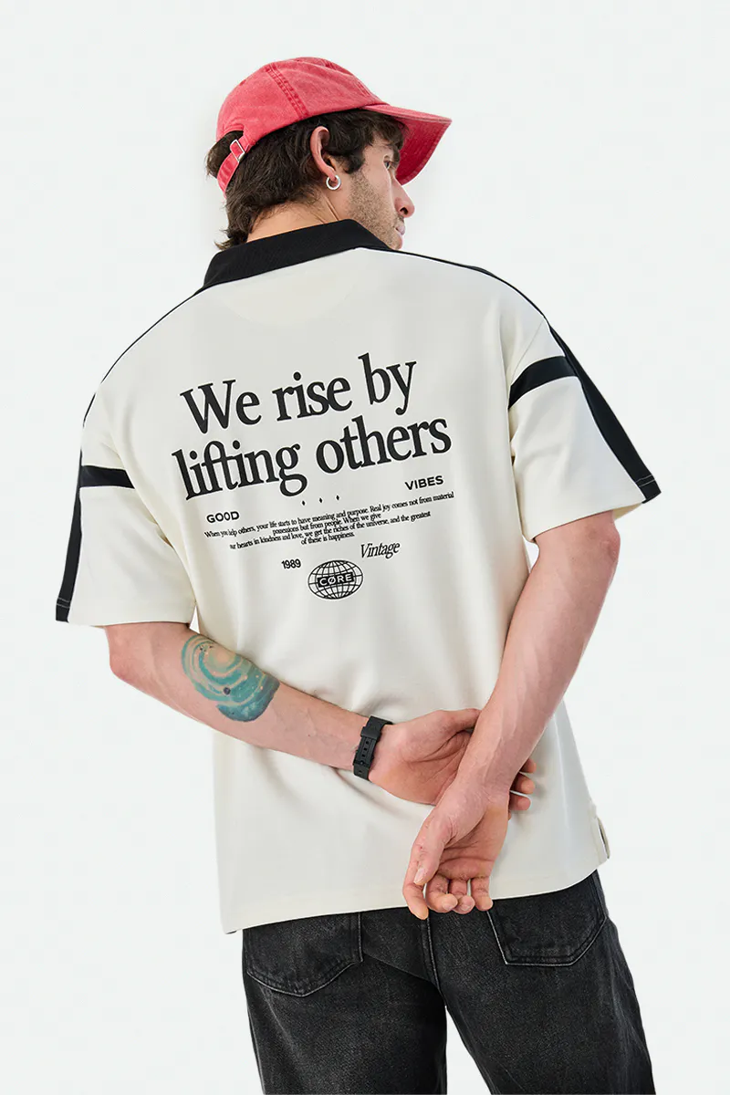 Oversized Printed Zipper Polo T-Shirt
