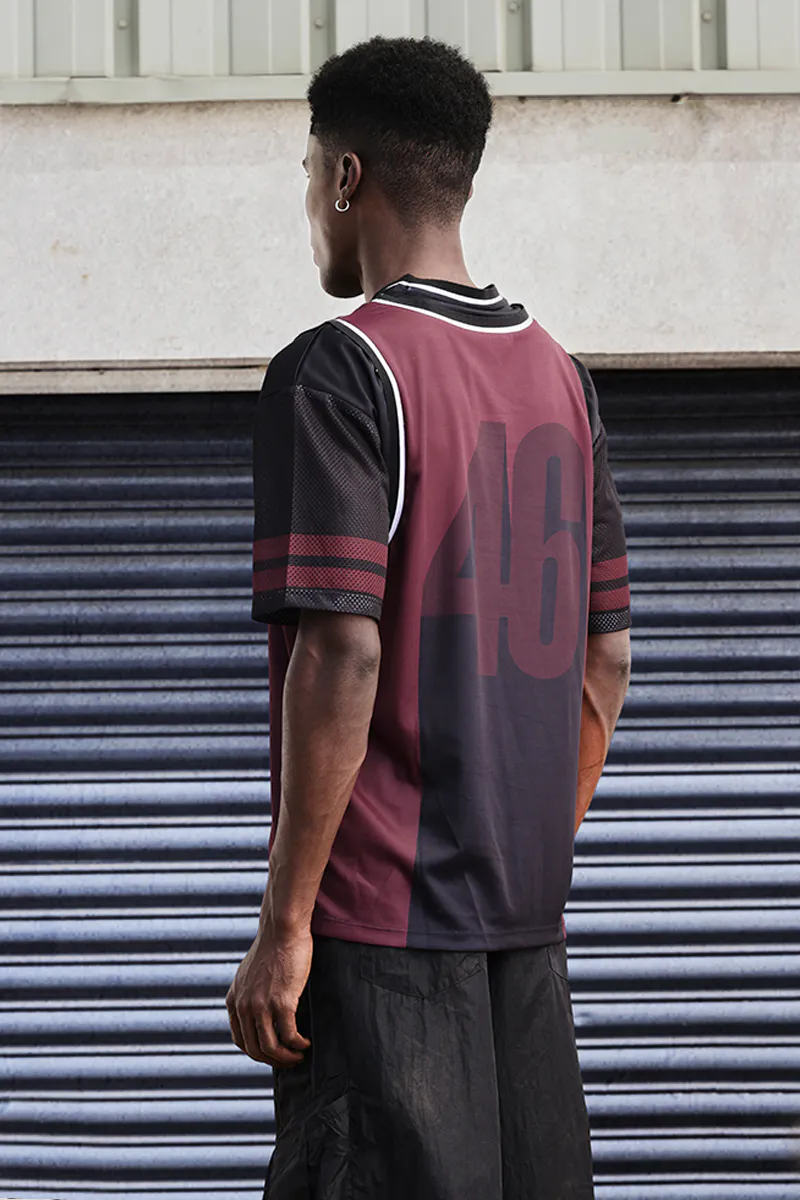 Relaxed Fit Jersey T-Shirt – Burgundy & Black - view 3