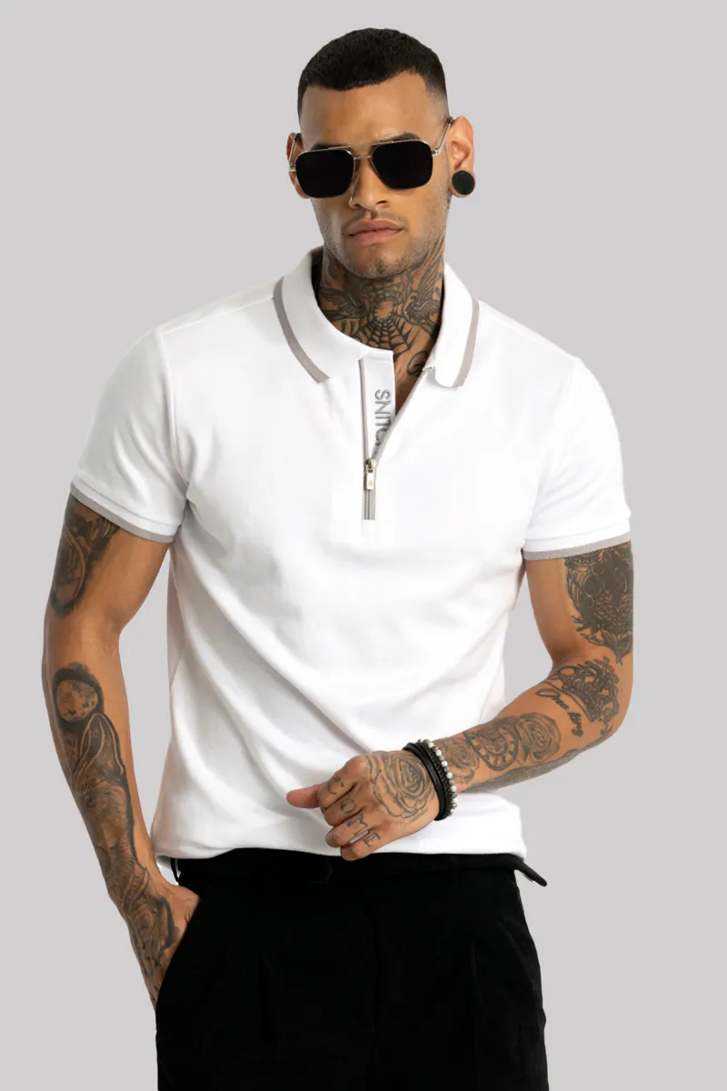 Slim Fit Polo T-Shirt – White
