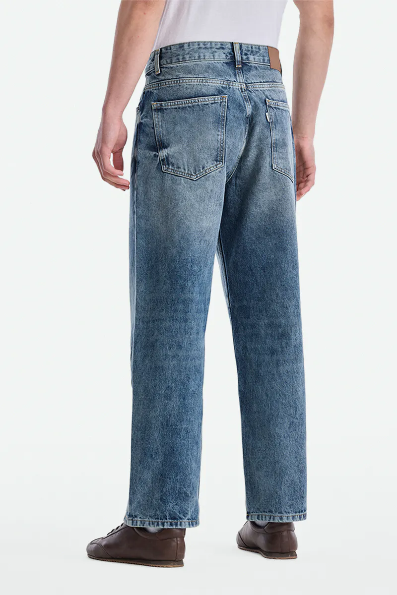 Mid Blue Washed Wide Fit Jeans - view 3