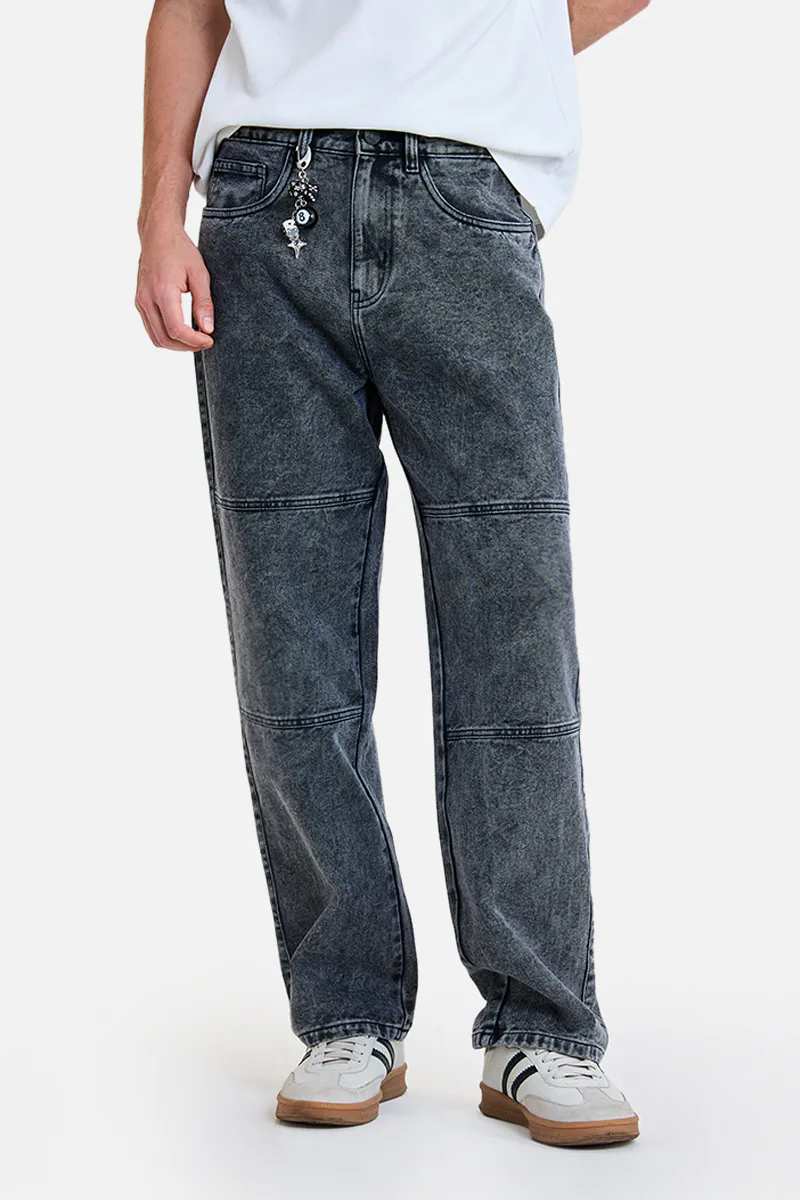 Washed Grey Panel Jeans