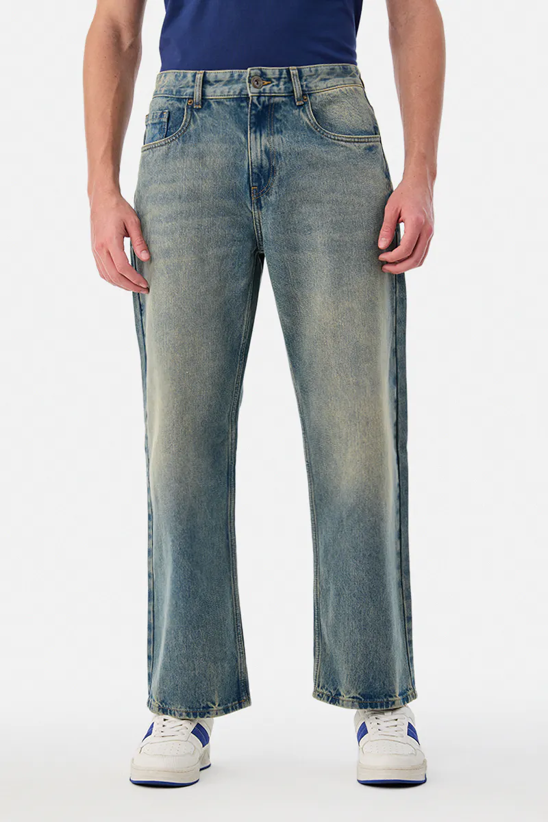 Vintage Blue Washed Relaxed Fit Jeans - view 2