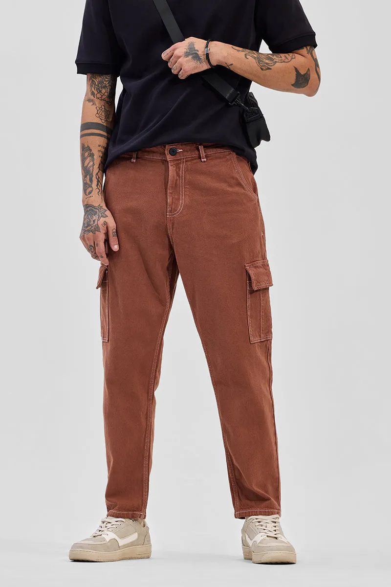 Rust Brown Cargo Jeans - view 2