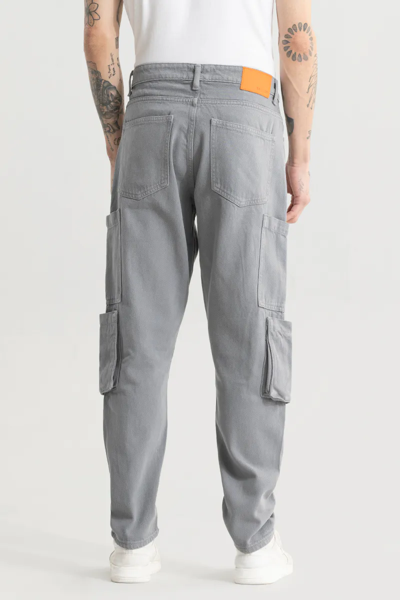 Grey Cargo Denim Jeans - view 4