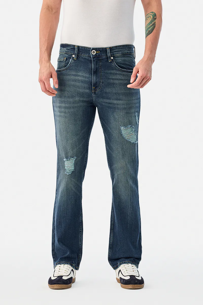 Distressed Blue Straight Fit Jeans - view 2