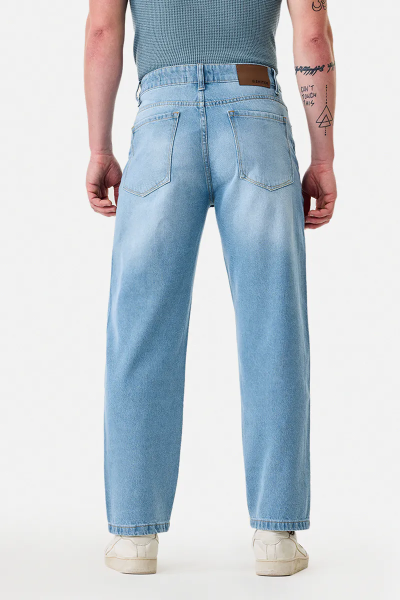Light Wash Straight Fit Denim Jeans - view 4