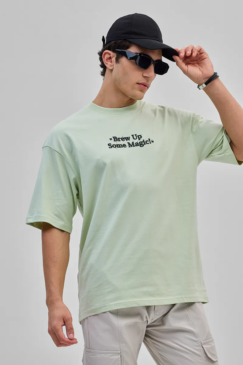 Oversized T-Shirt – Light Green Graphic - view 4