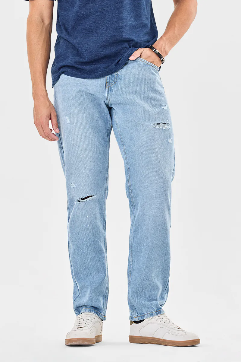 Light Wash Distressed Denim Jeans