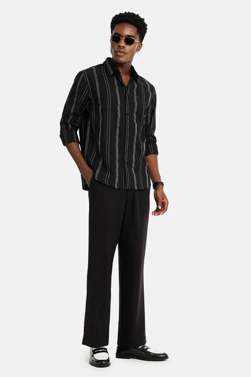 Slim Fit Shirt – Black Vertical Stripe - view 2