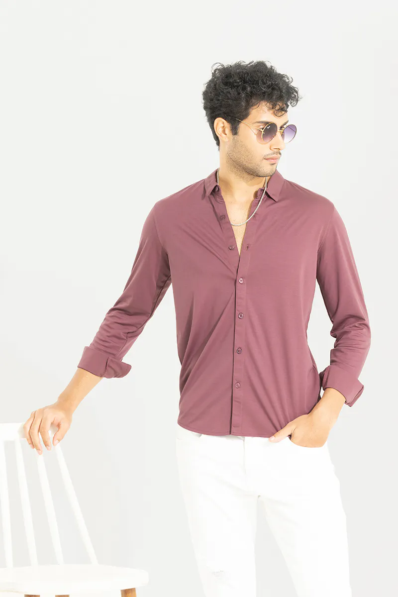 Slim Fit Casual Shirt – Deep Wine - view 2
