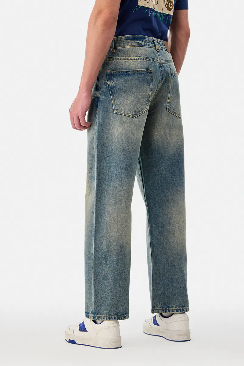 Vintage Blue Washed Relaxed Fit Jeans - view 3