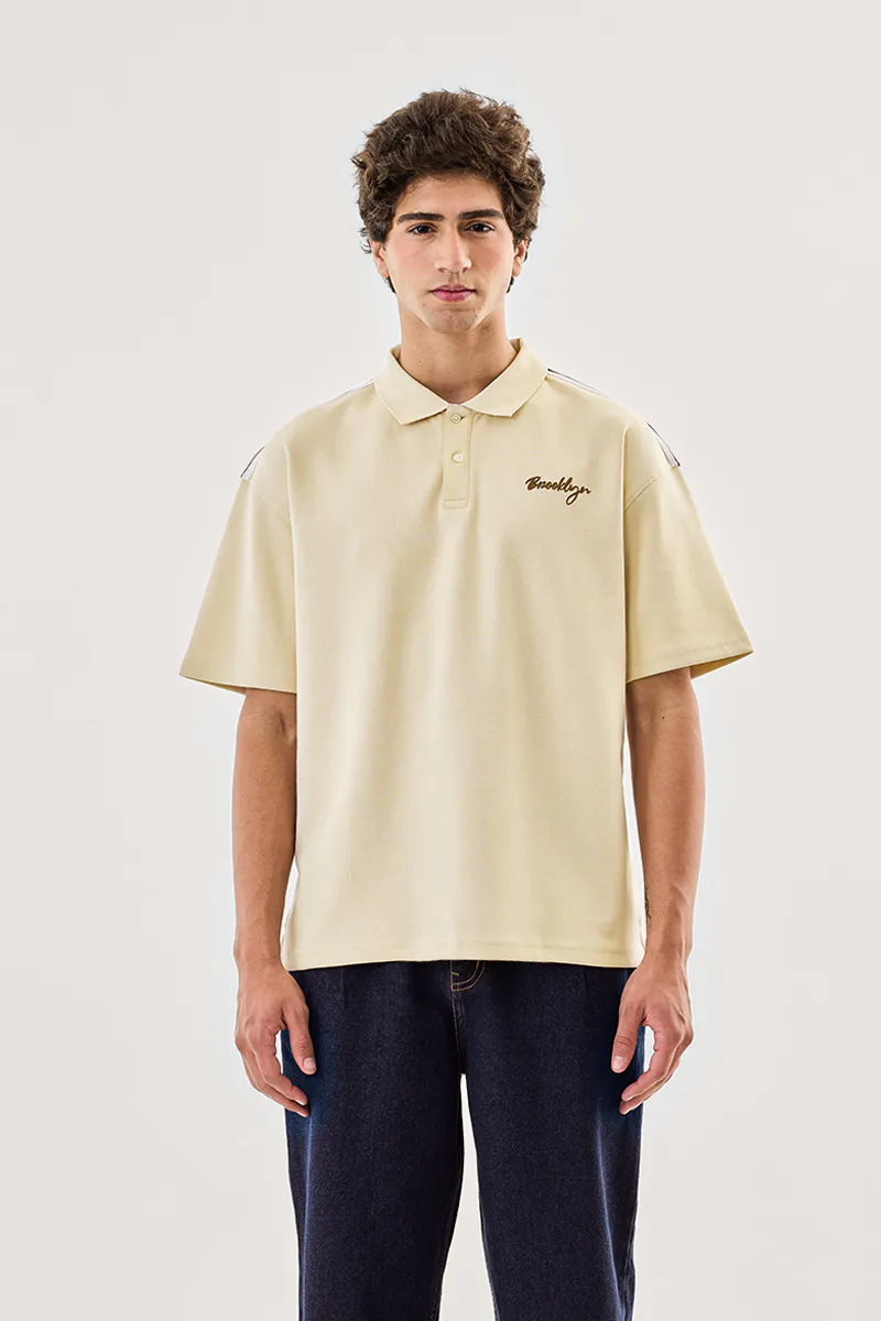 Brooklyn Graphic Polo T-Shirt – Beige - view 3